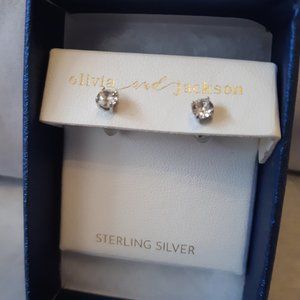 Olivia and Jackson Sterling Silver sparkling small stud earrings NEW